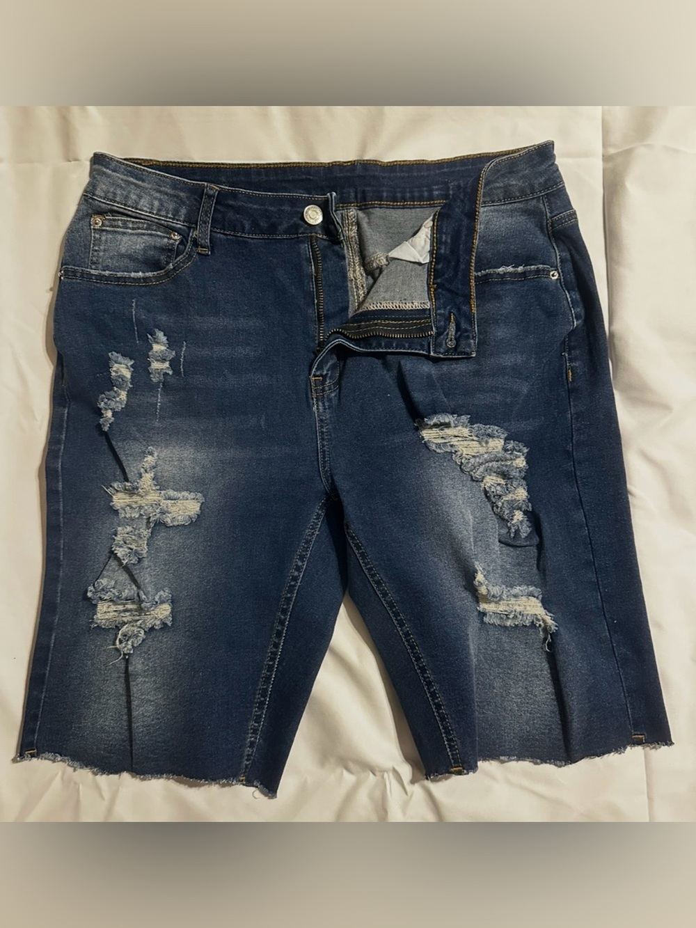 #1419 Dark Blue Denim Jeans with Gold Stitching Size XL